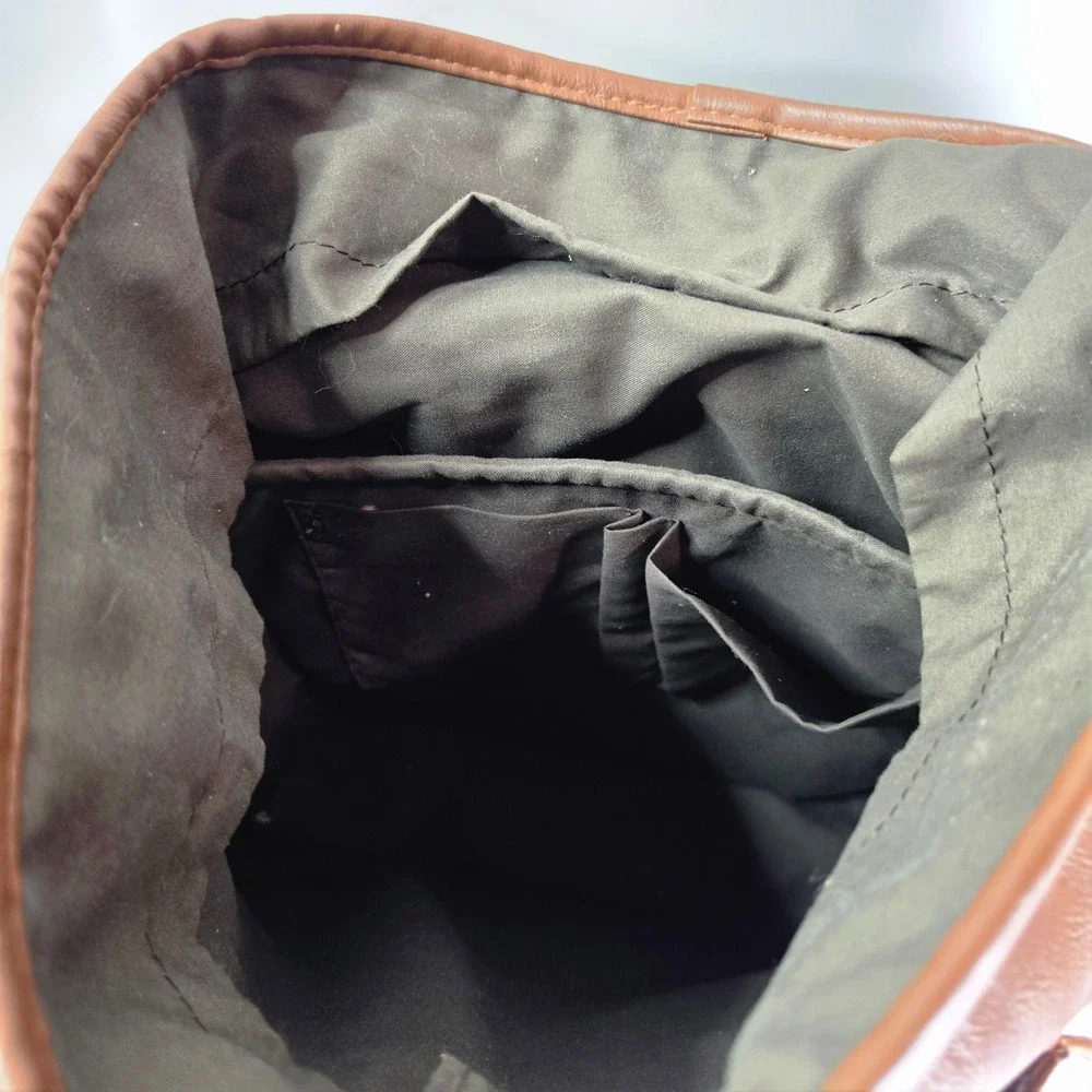 LXY Vegan Leather Backpack‎ Vintage Laptop Bag Brown School Travel USB Port